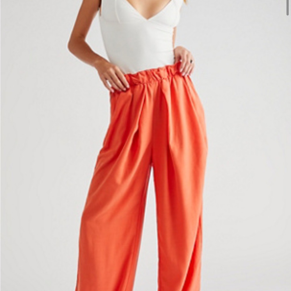 Free People Vibrant Orange Trousers